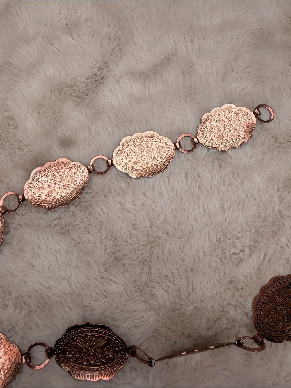 Vintage Etched Rose Gold Oval Link Chain Belt